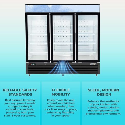 Frigos Premium FGP-RFM-72 82" Swing Glass Door Merchandiser Refrigerator 72 Cu Ft White - Beverage Cooler Ideal for Commercial Kitchen - Commercial Display Fridge Included Liftgate in Kuwait