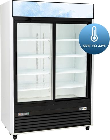 Frigos Premium FGP-RFMS-49 54.4" Two Sliding Glass Door Merchandiser Refrigerator 49 Cu Ft White - Beverage Display Cooler Ideal for Commercial Kitchen - Included Liftgate in Kuwait