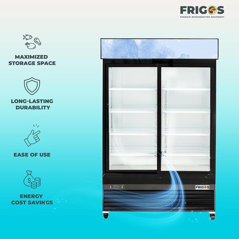 Frigos Premium FGP-RFMS-49 54.4" Two Sliding Glass Door Merchandiser Refrigerator 49 Cu Ft White - Beverage Display Cooler Ideal for Commercial Kitchen - Included Liftgate in Kuwait
