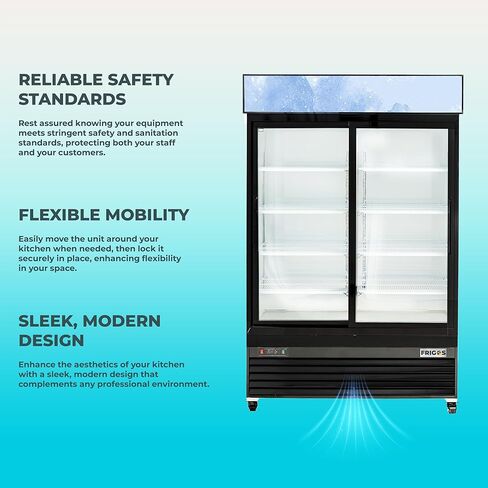 Frigos Premium FGP-RFMS-49 54.4" Two Sliding Glass Door Merchandiser Refrigerator 49 Cu Ft White - Beverage Display Cooler Ideal for Commercial Kitchen - Included Liftgate in Kuwait