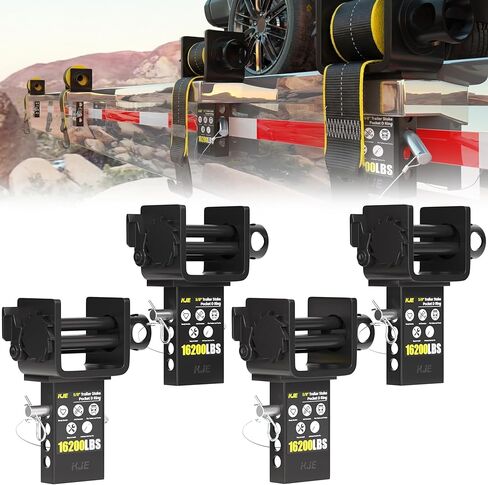 KJE 4 Pack Upgraded Trailer Stake Pocket Winch, Anti-Loss Heavy Duty Flatbed Winch, 16500 LBS Capacity, Compatible with 4 Inch Ratchet Straps for 2x4 Inch Stake Pockets & Flatbed Trucks in Kuwait