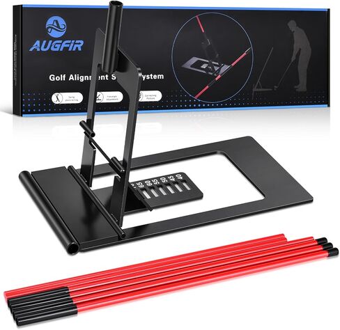 Golf Alignment Sticks Holder, Angle Adjustable Golf Training Aid, Weighted Golf Swing Trainer with Metal Sticks Practice Teaching Aid for Aiming, Putting, Swing in Kuwait
