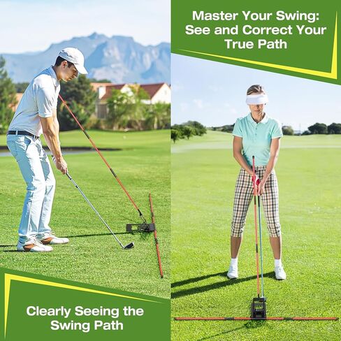 Golf Alignment Sticks Holder, Angle Adjustable Golf Training Aid, Weighted Golf Swing Trainer with Metal Sticks Practice Teaching Aid for Aiming, Putting, Swing in Kuwait