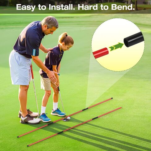 Golf Alignment Sticks Holder, Angle Adjustable Golf Training Aid, Weighted Golf Swing Trainer with Metal Sticks Practice Teaching Aid for Aiming, Putting, Swing in Kuwait