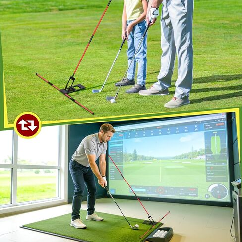 Golf Alignment Sticks Holder, Angle Adjustable Golf Training Aid, Weighted Golf Swing Trainer with Metal Sticks Practice Teaching Aid for Aiming, Putting, Swing in Kuwait