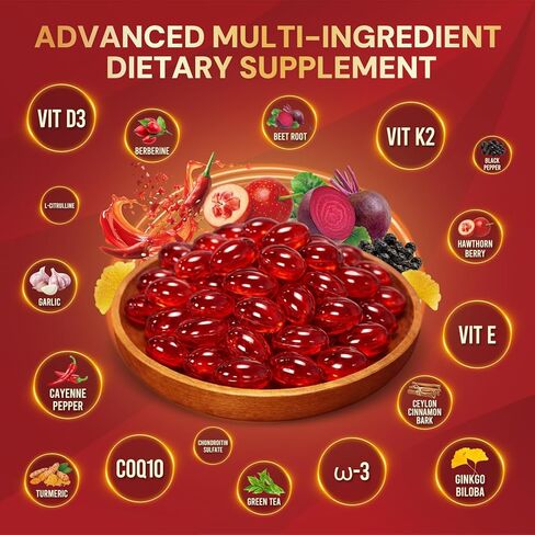 مكمل كبسولات الفلفل الحار | 18 في 1 3000 مجم لكل حصة مع مرافق الإنزيم Q10 وفيتامينات D3 وK2 وE والشمندر | يدعم الدورة الدموية الصحية، والحماية من مضادات الأكسدة، ووظيفة التمثيل الغذائي* | 240 كبسولة in Kuwait