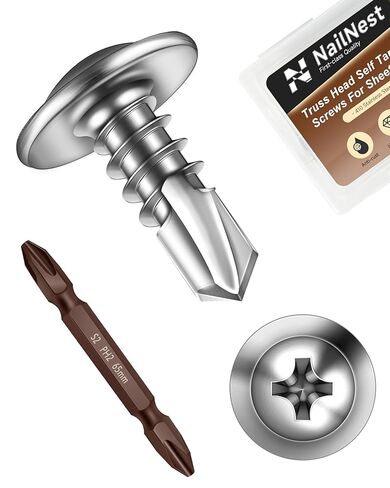 300PCS #10 x 1-1/4" Sheet Metal Screws, Self Tapping Screws for Metal, 410 Stainless Steel Modified Truss Head Fast Self-Drilling Metal Screw with Drill Bit in Saudi Arabia