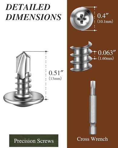 300PCS #10 x 1-1/4" Sheet Metal Screws, Self Tapping Screws for Metal, 410 Stainless Steel Modified Truss Head Fast Self-Drilling Metal Screw with Drill Bit in Saudi Arabia