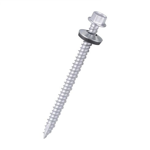 50 Pcs Sliver #10x2-1/2 Metal Roofing Screws Galvanized Hex Head Self-Tapping Screws with EPDM Washer Sharp Point Metal to Wood Siding Corrugated Roofing Screws in Kuwait