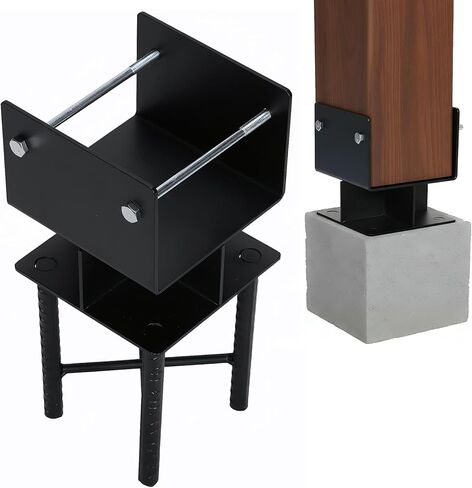 Generic 4pcs Powder-Coated Steel Post Bracket U-Shaped 6x6 Steel Fence Post Inner Size 5.5inx5.5in for Wood Pergola Porch Railing Mailbox Support in Kuwait