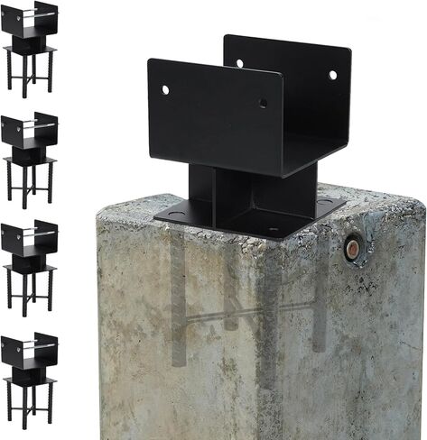 Generic 4pcs Powder-Coated Steel Post Bracket U-Shaped 6x6 Steel Fence Post Inner Size 5.5inx5.5in for Wood Pergola Porch Railing Mailbox Support in Kuwait