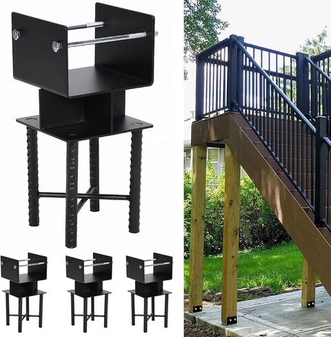 Generic 4pcs Powder-Coated Steel Post Bracket U-Shaped 6x6 Steel Fence Post Inner Size 5.5inx5.5in for Wood Pergola Porch Railing Mailbox Support in Kuwait