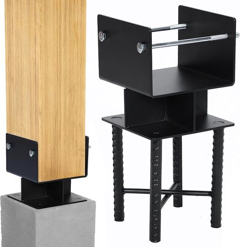 Generic 4pcs Powder-Coated Steel Post Bracket U-Shaped 6x6 Metal Post Base Holder Inner Size 5.5inx5.5in for Wood Pergola Porch Railing Mailbox Support in Kuwait