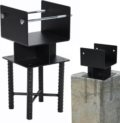 Generic 4pcs Powder-Coated Steel Post Bracket U-Shaped 6x6 Metal Post Base Holder Inner Size 5.5inx5.5in for Wood Pergola Porch Railing Mailbox Support in Kuwait