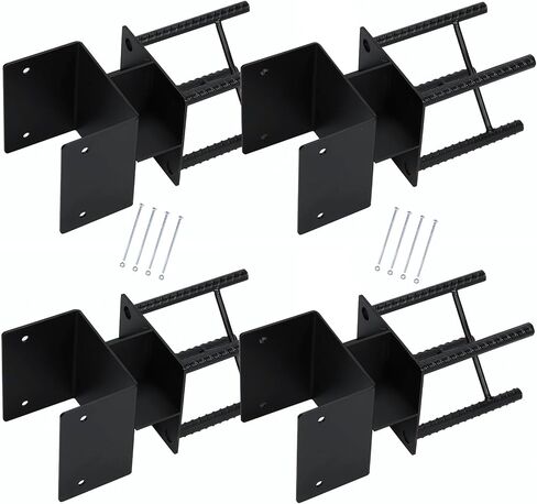 Generic 4pcs Powder-Coated Steel Post Bracket U-Shaped 6x6 Metal Post Base Holder Inner Size 5.5inx5.5in for Wood Pergola Porch Railing Mailbox Support in Kuwait