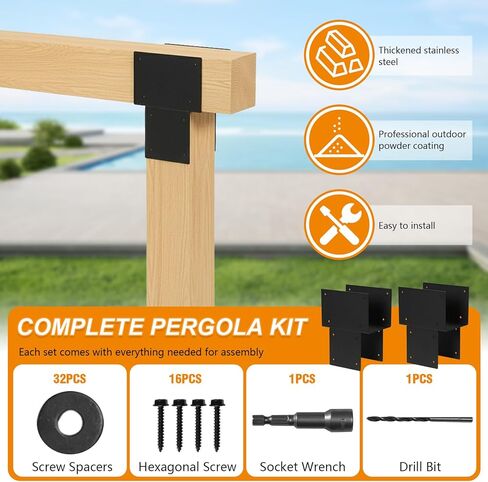 Generic 2 Pack Joist Hanger Brackets 6x6 (Actual 5.5x5.5in) Galvanized Steels Pergola Connector Brackets Post Inside Mount Bracket for Wood Posts Gazebo & Deck Beams in Kuwait