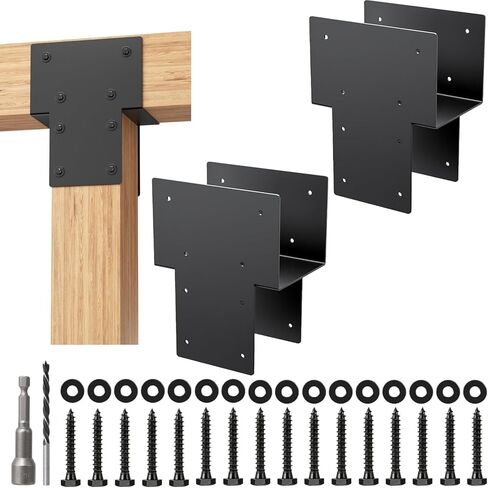 Generic 2 Pack Joist Hanger Brackets 6x6 (Actual 5.5x5.5in) Galvanized Steels Pergola Connector Brackets Post Inside Mount Bracket for Wood Posts Gazebo & Deck Beams in Kuwait