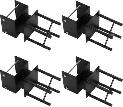 Generic 4pcs Wet Concrete Post U-Shaped 6x6 Powder-Coated Steel Post Bracket Inner Size 5.5inx5.5in for Wood Pergola Porch Railing Mailbox Support in Kuwait