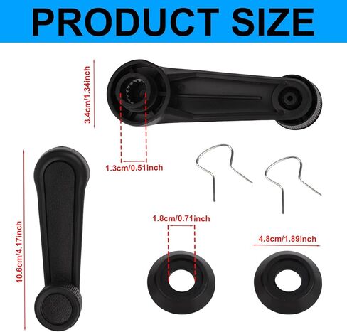 2pcs Manual Window Handle Car, Driver & Passenger Side Replacement Crank Handles for 1992-1998 Geo Tracker Suzuki (Black) in Saudi Arabia