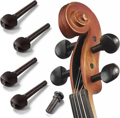 4/4 5 Pcs Violin Tuning Pegs and End Pin Black Violin Parts Violins Accessories for Violins Fiddle Part Replacement in Saudi Arabia