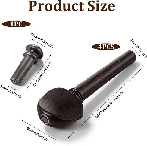 4/4 5 Pcs Violin Tuning Pegs and End Pin Black Violin Parts Violins Accessories for Violins Fiddle Part Replacement in Saudi Arabia