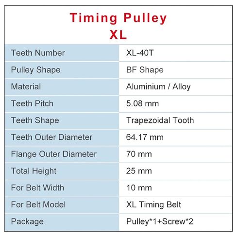 XL-40T Timing Pulley Bore Size 6-25mm Teeth Pitch 5.08mm Aluminum Pulley Wheel Teeth Width 11mm 1Pcs(8 mm) in Saudi Arabia