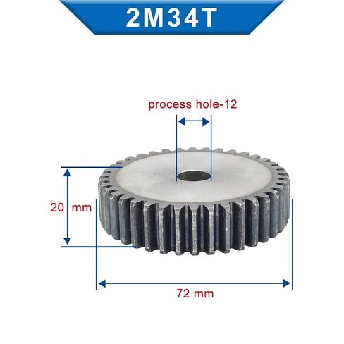 ترس 2M-34T/35T/36T/37 T عملية Hole12mm ترس ترس منخفض الكربون من الصلب إجمالي الارتفاع 20 مم 1 قطعة (37 T-Rough Hole-14mm) in Saudi Arabia