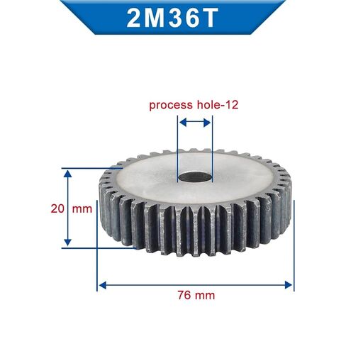 ترس 2M-34T/35T/36T/37 T عملية Hole12mm ترس ترس منخفض الكربون من الصلب إجمالي الارتفاع 20 مم 1 قطعة (37 T-Rough Hole-14mm) in Saudi Arabia