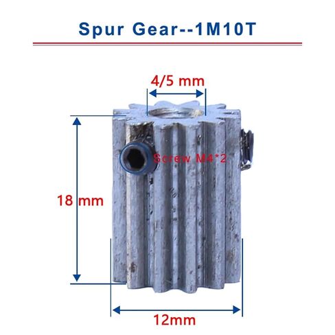 1M10T Spur Gear Bore 4/5mm Motor Gear Low Carbon Steel Material Metal Gear for Motor 2Pcs(4 mm) in Saudi Arabia