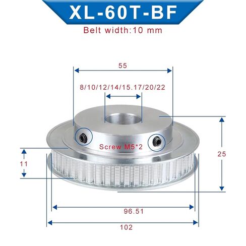 XL-60T Timing Pulley Bore 8/10/12/14/15/17/20mm Teeth Pitch 5.08mm Aluminum Pulley Wheel Slot Width 11mm 1Pcs(14x5x2.3 mm) in Saudi Arabia