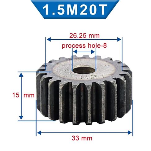 1Pcs 1.5M Spur Gear 20/21/22/23 Teeth 8mm Hole Gear Wheel Low Carbon Steel Flat Gear Total Height 15mm(22 Teeth) in Saudi Arabia