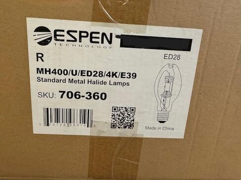 تقنية ESPEN 10 قطع 706-360 MH400/U/ED28/4K/E39 سترة خارجية مخفضة 400 وات ED28 مصباح هاليد معدني قياسي بقاعدة موجول موضع التشغيل العالمي رمز Ansi M59/E in Kuwait