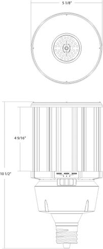 RAB Lighting 480V LED Corn Cob، 3000K/4000K/5000K قابلة للتحديد، 100 وات 14000lm، قاعدة Mogul EX39، HID-100-EX39-8CCT-BYP/5SP/480V in Kuwait