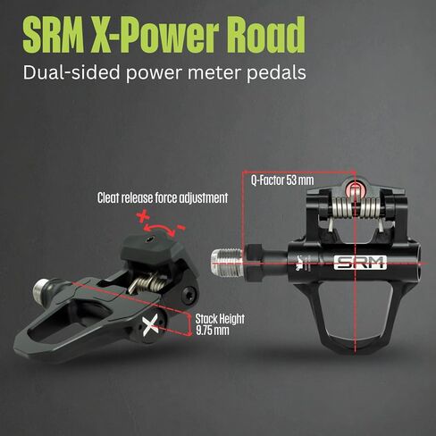 دواسات عداد الطاقة مزدوجة الجوانب من SRM X-Power Road - عمود دوران قصير، متوافق مع SPD-SL، دقة ±2%، بلوتوث وANT+، قابلة لإعادة الشحن، تتضمن مجموعة أدوات StarlitGem المتعددة وقطعة قماش للتنظيف in Saudi Arabia