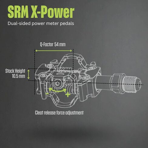 دواسات عداد الطاقة SRM X-Power MTB، عداد طاقة لركوب الدراجات متوافق مع SPD مزدوج الجوانب، مغزل طويل، بلوتوث ANT+، قابل لإعادة الشحن، تصميم معدني جاهز للمسار، مع مجموعة أدوات متعددة StarlitGem وقطعة قماش للتنظيف in Saudi Arabia