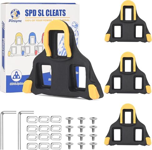 SPD SL Cleat Sets 6° Float (4 Pack) - متوافق مع دواسات الطريق Shimano SPD-SL، مشبك سهل للداخل/الخارج، مرابط متينة لأحذية ركوب الدراجات ذات 3 فتحات in Saudi Arabia