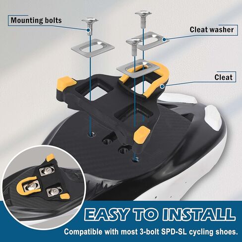 SPD SL Cleat Sets 6° Float (4 Pack) - متوافق مع دواسات الطريق Shimano SPD-SL، مشبك سهل للداخل/الخارج، مرابط متينة لأحذية ركوب الدراجات ذات 3 فتحات in Saudi Arabia