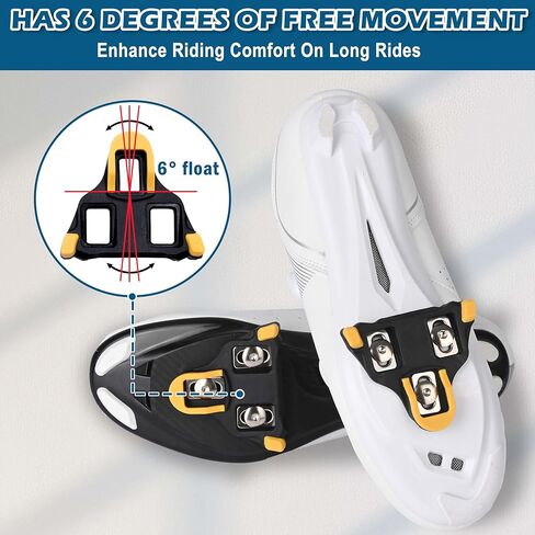 SPD SL Cleat Sets 6° Float (4 Pack) - متوافق مع دواسات الطريق Shimano SPD-SL، مشبك سهل للداخل/الخارج، مرابط متينة لأحذية ركوب الدراجات ذات 3 فتحات in Saudi Arabia