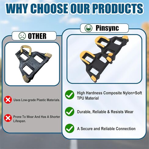 SPD SL Cleat Sets 6° Float (4 Pack) - متوافق مع دواسات الطريق Shimano SPD-SL، مشبك سهل للداخل/الخارج، مرابط متينة لأحذية ركوب الدراجات ذات 3 فتحات in Saudi Arabia