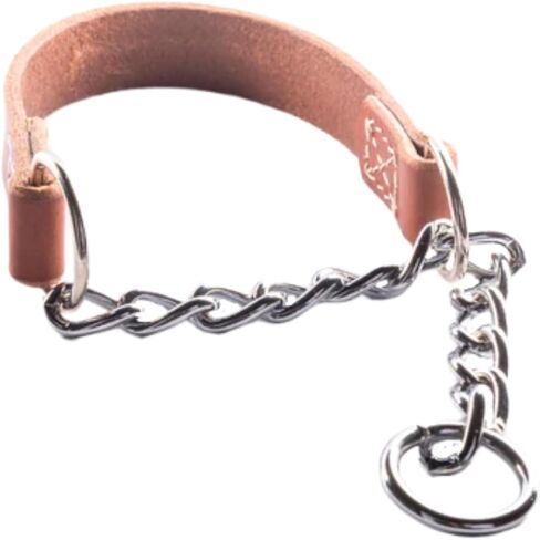 Joel Silverman - طوق تدريب بديل - طوق الكلاب اللطيف غير اللطيف - كومبو جلدي وسلسلة للسيطرة على إنساني ، مراقبة منخفضة - طوق للكلاب الجلدية الموثوق بها لجميع السلالات (حجم صغير 1) in Kuwait