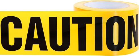 شريط تحذير أصفر أربعة بوصة 3 بوصة × 328 قدمًا وضوحًا مع نصًا أسودًا غامقًا ، مقاومًا للطقس ومتين ، مثالي للبناء ومناطق الخطر ومشاهد الجريمة وزينة حفلات الهالوين in Kuwait