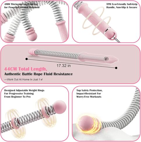 حبال معركة بدون حبال، معدات اللياقة البدنية المنزلية لصالة الألعاب الرياضية للقوة والقلب، لا تشابك، قبضة مضادة للانزلاق، للرجال والنساء ومدربي اللياقة البدنية، تصميم محمول بمقابض مرجحة، مثالية للتدريبات الداخلية in Kuwait