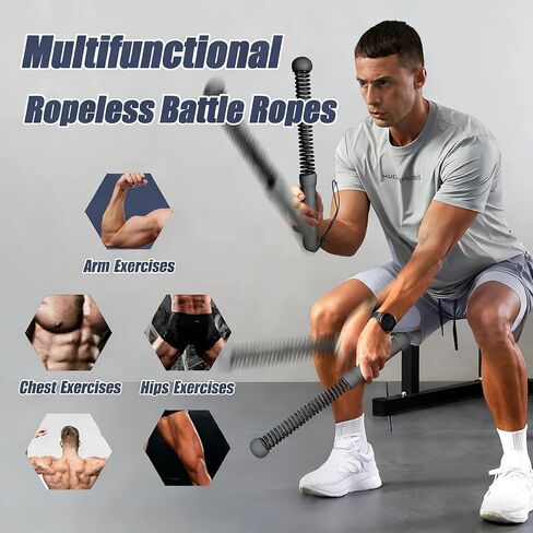 (2-Piece) Upgraded Cordless & Ropeless Battle Ropes with Bag & Gloves – Portable Home Gym Trainer for HIIT, Arm Toning, Cardio & Strength Training in Saudi Arabia