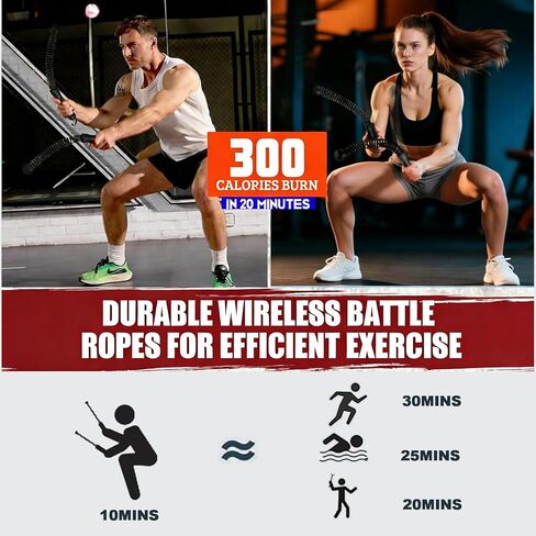 (2-Piece) Upgraded Cordless & Ropeless Battle Ropes with Bag & Gloves – Portable Home Gym Trainer for HIIT, Arm Toning, Cardio & Strength Training in Saudi Arabia