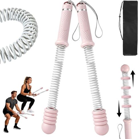 2PCS Weighted Ropeless Battle Ropes for Home Gym for Men & Women, Heavy Duty Cordless Battle Rope with Storage Bag, Strength & Low-Impact Cardio for HIIT Workouts, Cardio & Muscle Training-Pink in Saudi Arabia