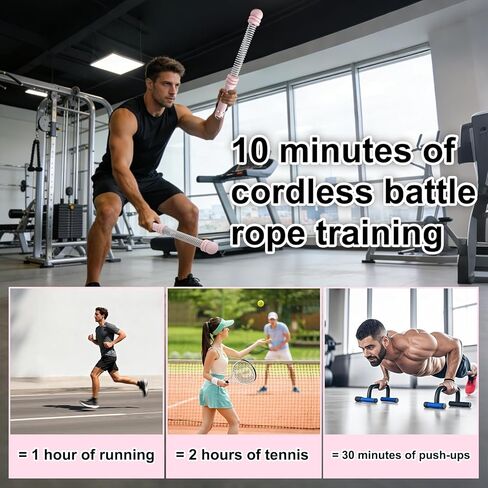 2PCS Weighted Ropeless Battle Ropes for Home Gym for Men & Women, Heavy Duty Cordless Battle Rope with Storage Bag, Strength & Low-Impact Cardio for HIIT Workouts, Cardio & Muscle Training-Pink in Saudi Arabia
