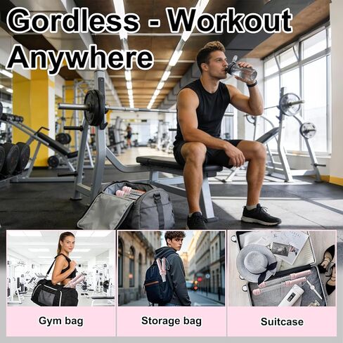 2PCS Weighted Ropeless Battle Ropes for Home Gym for Men & Women, Heavy Duty Cordless Battle Rope with Storage Bag, Strength & Low-Impact Cardio for HIIT Workouts, Cardio & Muscle Training-Pink in Saudi Arabia