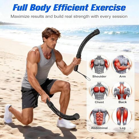 Portable Ropeless Battle Ropes, 2 in 1 Cordless Battle Ropes for Home Gym with Non-Slip Gloves, HIIT and Low-Impact Aerobic Training and Muscle Training for Men and Women in Saudi Arabia