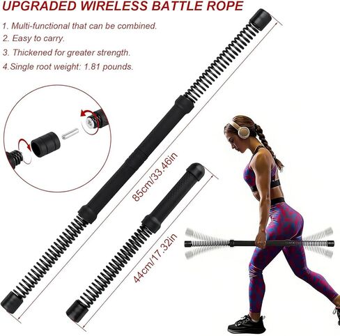 Portable Ropeless Battle Ropes, 2 in 1 Cordless Battle Ropes for Home Gym with Non-Slip Gloves, HIIT and Low-Impact Aerobic Training and Muscle Training for Men and Women in Saudi Arabia