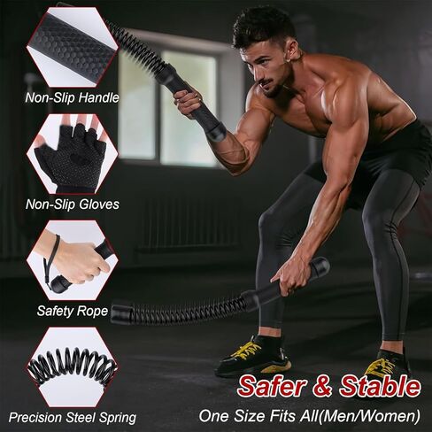 Portable Ropeless Battle Ropes, 2 in 1 Cordless Battle Ropes for Home Gym with Non-Slip Gloves, HIIT and Low-Impact Aerobic Training and Muscle Training for Men and Women in Saudi Arabia
